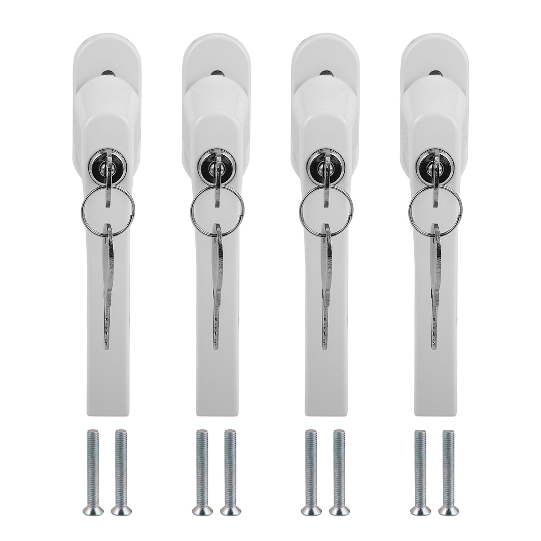 Tolletour Fenstergriff Abschließbar 4 Stück, Weißer Aluminium-fenstergriff Mit 8 Schlüsseln Und 8 Schrauben, Stiftlänge 35 Mm Für Kippfenster