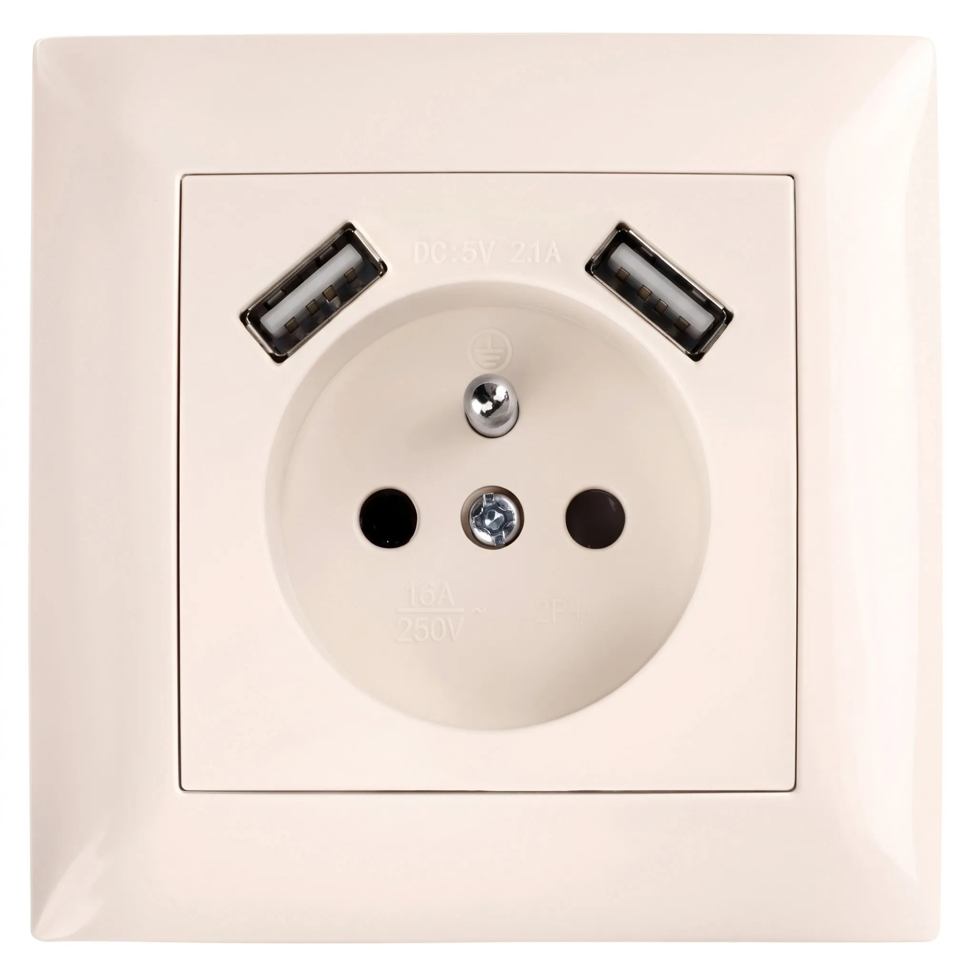 Toolight Einzelsteckdose Mit Erdung Und Rahmen + 2x Usb-a Oste Jnh003-g Beige