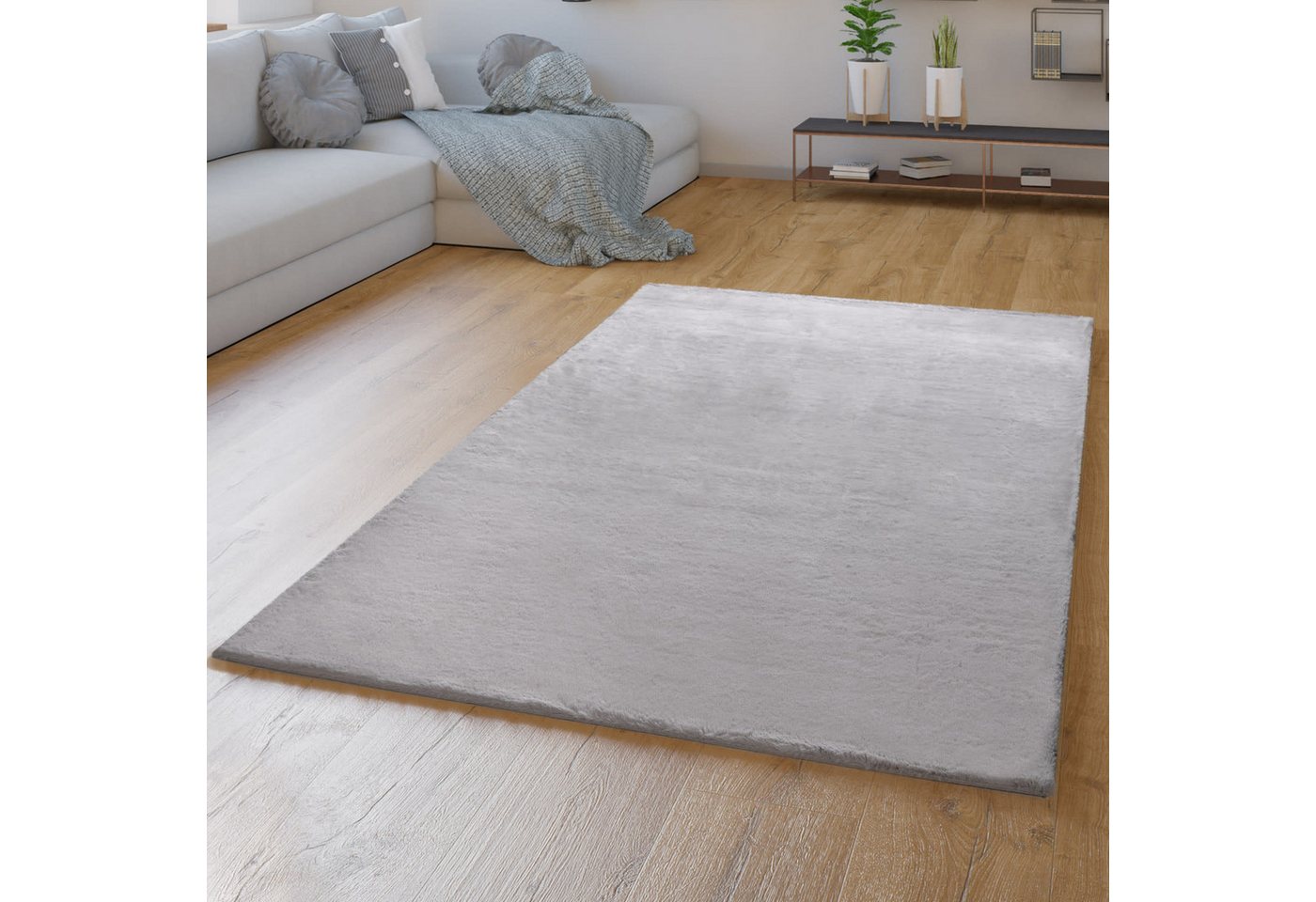 Hochflor Teppich Schlafzimmer Kunstfell Flauschig Kaninchenfell Imitat 60 Cm X 90 Cm X 26 Mm Grau Rechteckig