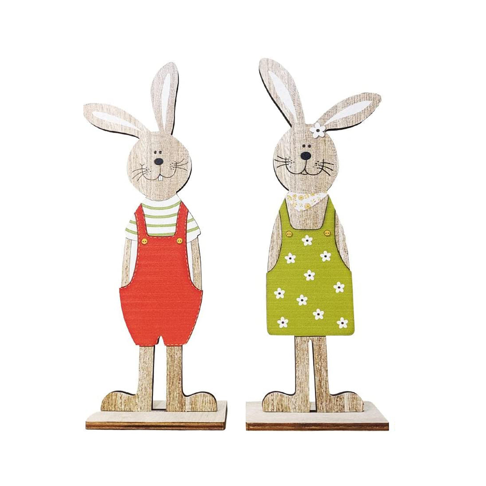 Osterhasen-tischdekoration, Bezaubernde Hasenfiguren Aus Holz, Ornament Für Haus Und Garten