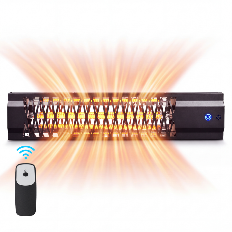 Gbly Wandheizung – 2000 W – Ip65 – Wasser- Und Staubdicht – Kohlefaser Für Schnelles Aufheizen In 1 Bis 2 Sekunden – Fernbedienung Und Touch-bedienelemente – Schwarz – Geeignet Für Terrassen, Balkone