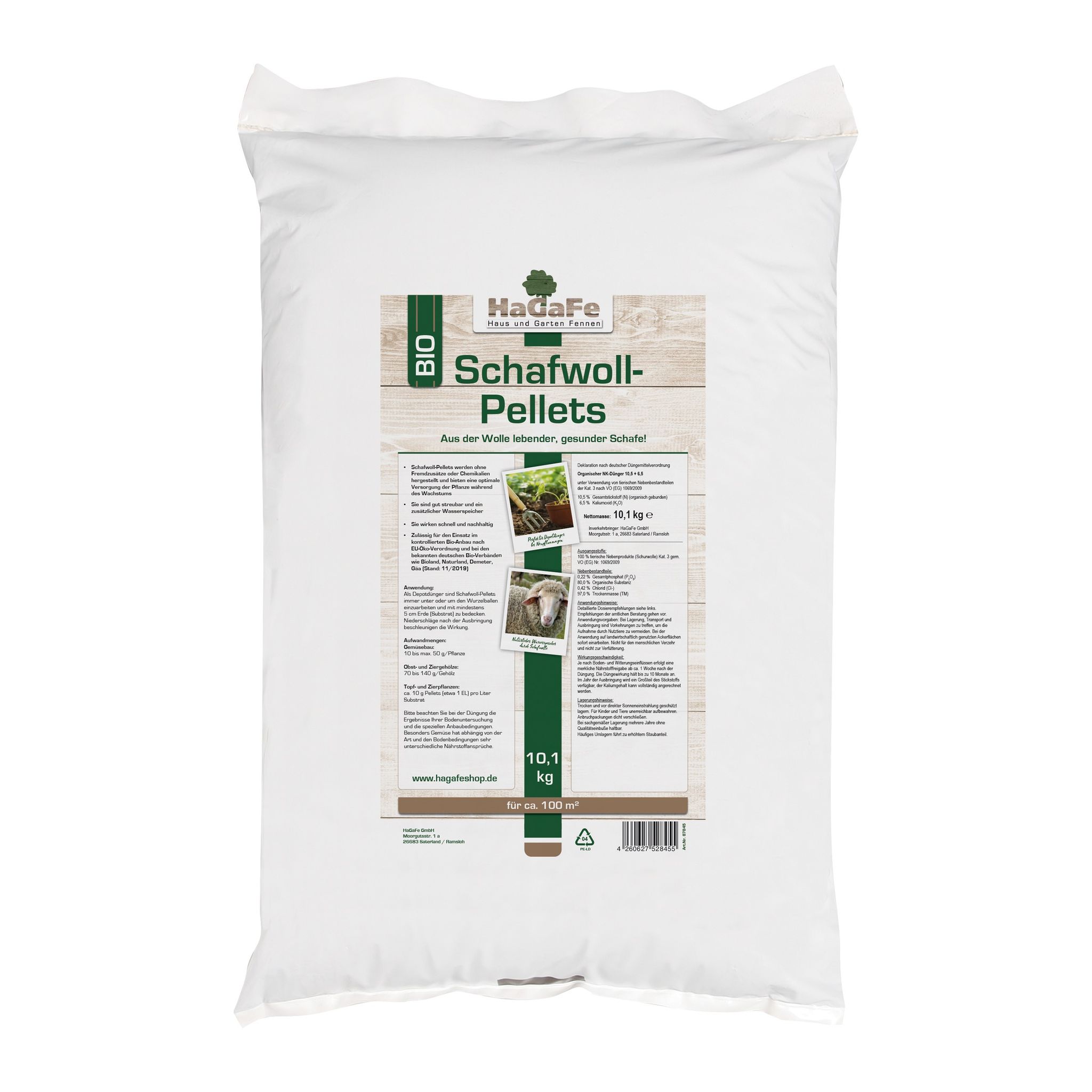 Hagafe Bio Schafwoll Pellets Organischer Universaldünger 10 Kg (1 X 10 Kg)