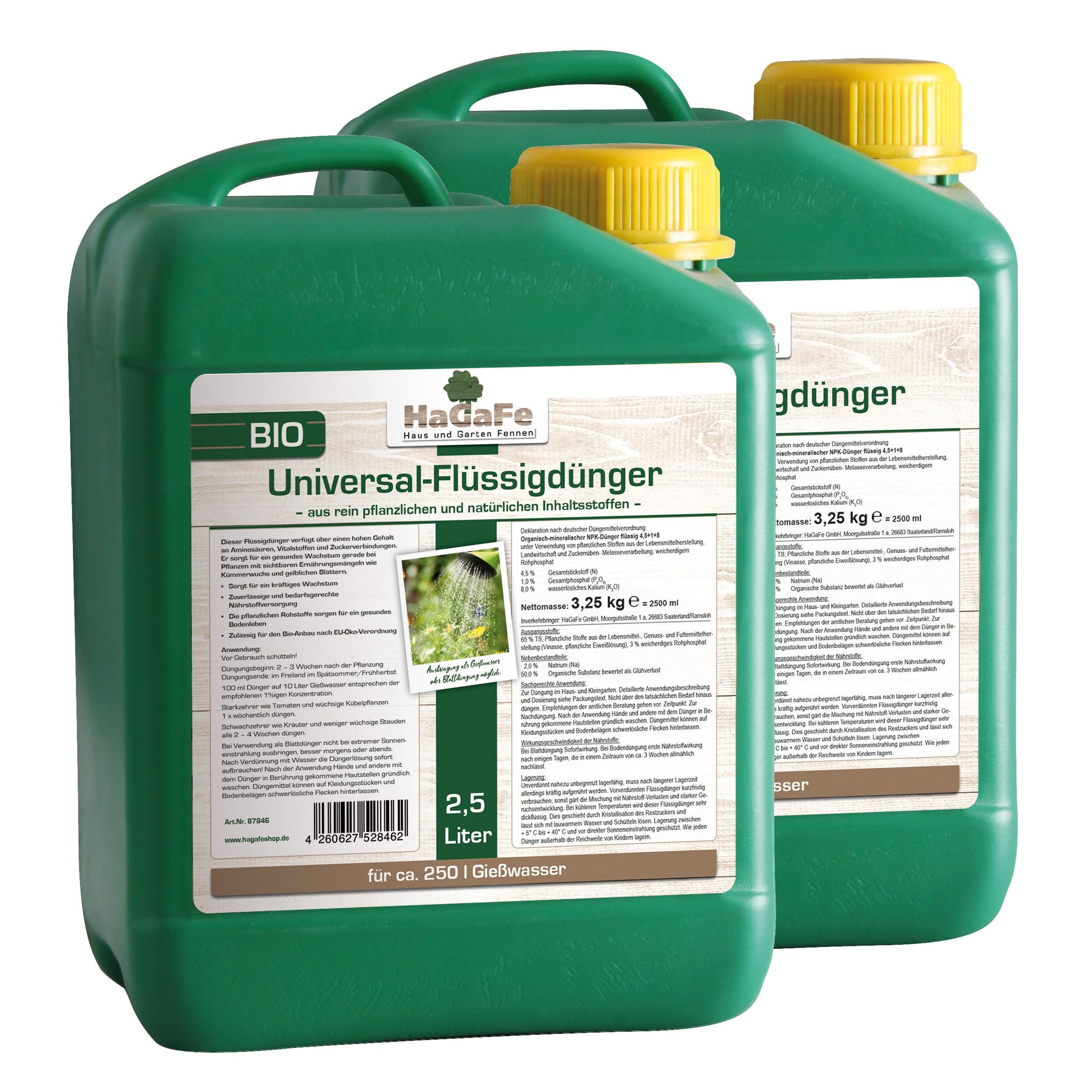 Hagafe Bio Universal Flüssigdünger Blattdünger Universaldünger Dünger 5 L (2 X 2,5 L)