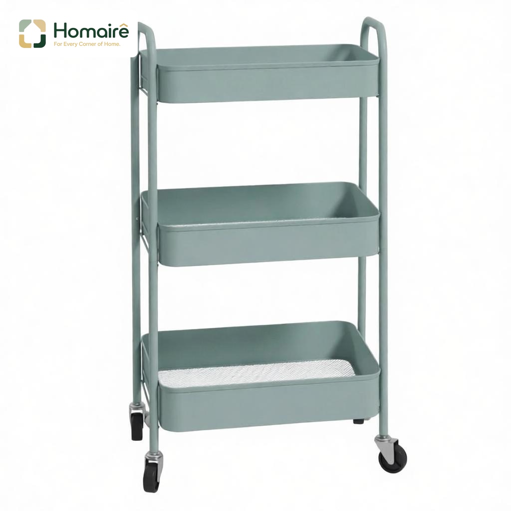 Blauer Aufbewahrungswagen Aus Stahl 45 X 30,6 X 79 Cm Homaire