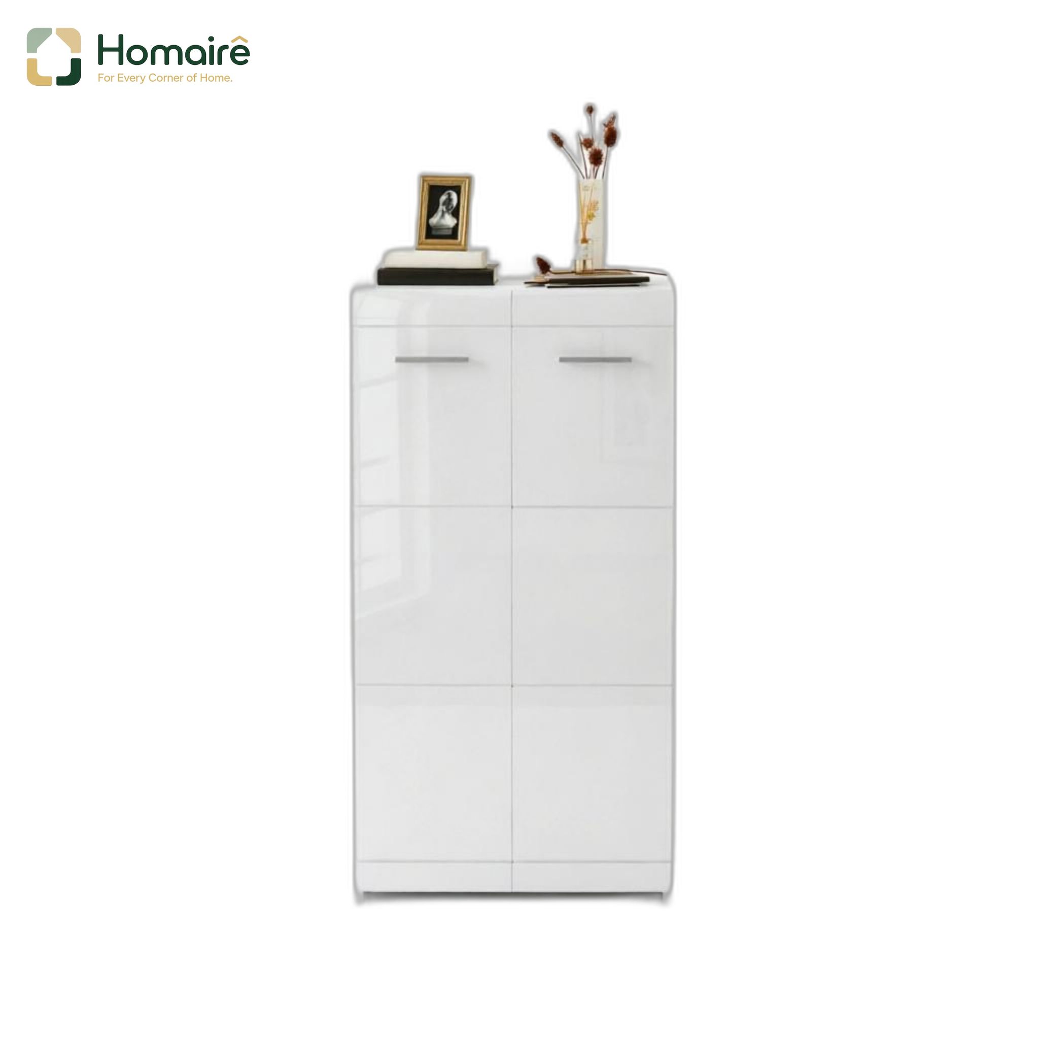 Weißer Schuhschrank Mit Weißen Regalen 55 X 36 X 108 Cm Homaire