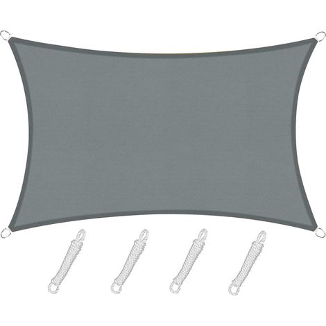 Rechteckiges, Quadratisches Sonnensegel, 2,5 X 3 M, Farbe Grau, Wasserdichtes Segeltuch Mit 95 % Uv-strahlenschutz, Für Den Außenbereich, Garten Und Terrasse, Schwimmbad