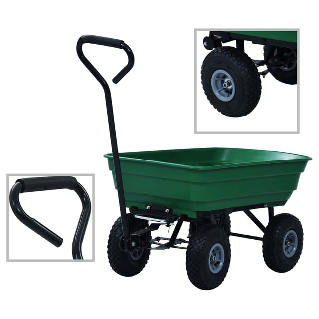 Garten-kippwagen 300 Kg 75 L Grün Vidaxl