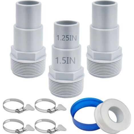 3-teiliger Schwimmbadschlauch-adapter, 32 Mm Und 38 Mm Pool-schlauchverbinder Mit 4 Klemmen Für Garten-pool-ablaufpumpe-muntra