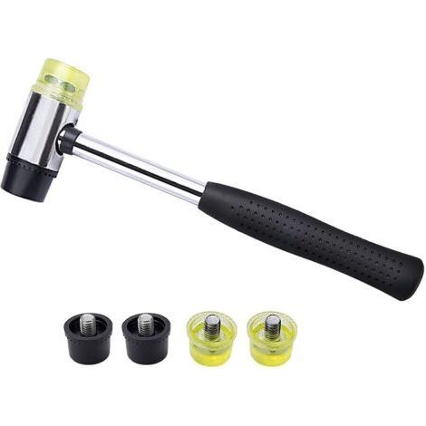Doppelseitiger Gummihammer, 25 Mm, Mini, Austauschbarer Doppelseitiger Gummihammer Mit 4 Ersatz-gummi-/nylon-hammerköpfen Für Holz, Leder Und Handwerk – Muntra