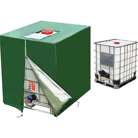 Ibc-wassertank-abdeckung, 1000 L, Regenwassertank-behälterabdeckung Mit Reißverschluss, Ibc-tank-schutzhülle, Winddicht, Anti-uv, 210d, Reißfest, 120 X 100 X 116 Cm