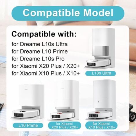 Kompatibel Für Dreame L10 Prime / L10s Ultra/xiaomi X20 Plus / X10 Plus. Ersatzteile Für Dreame L10s Pro. 2 Hauptbürste, 8 Reinigungstücher, 4 Filter, 8 Seitenbürste