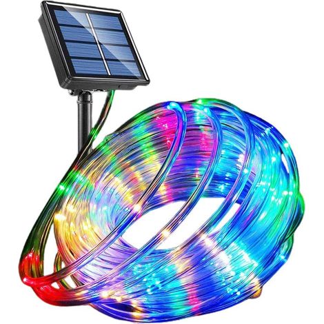 Led-lichterkette, 12 M, 100 Leds, Solarbetrieben, 8 Farbwechsel-modi, Lichtschlauch, Wasserdichter Lichtstreifen