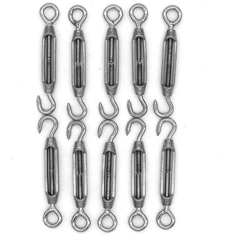 Packung Mit 10 M4-haken Und -ösen, C-zu-o-spannschloss, Edelstahl 304, Hochleistungs-spanndrahtseil-hardware-kit, Für Sonnenschutz, Zelt-markisen-installation