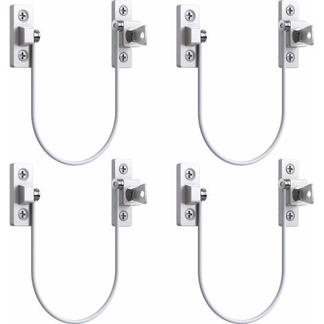 Trimec – Set Mit 4 Upvc-fenster- Und Türöffnern – Sicherheitsschloss Mit Kabel – Schnelle Installation Mit Selbstbohrenden Schrauben