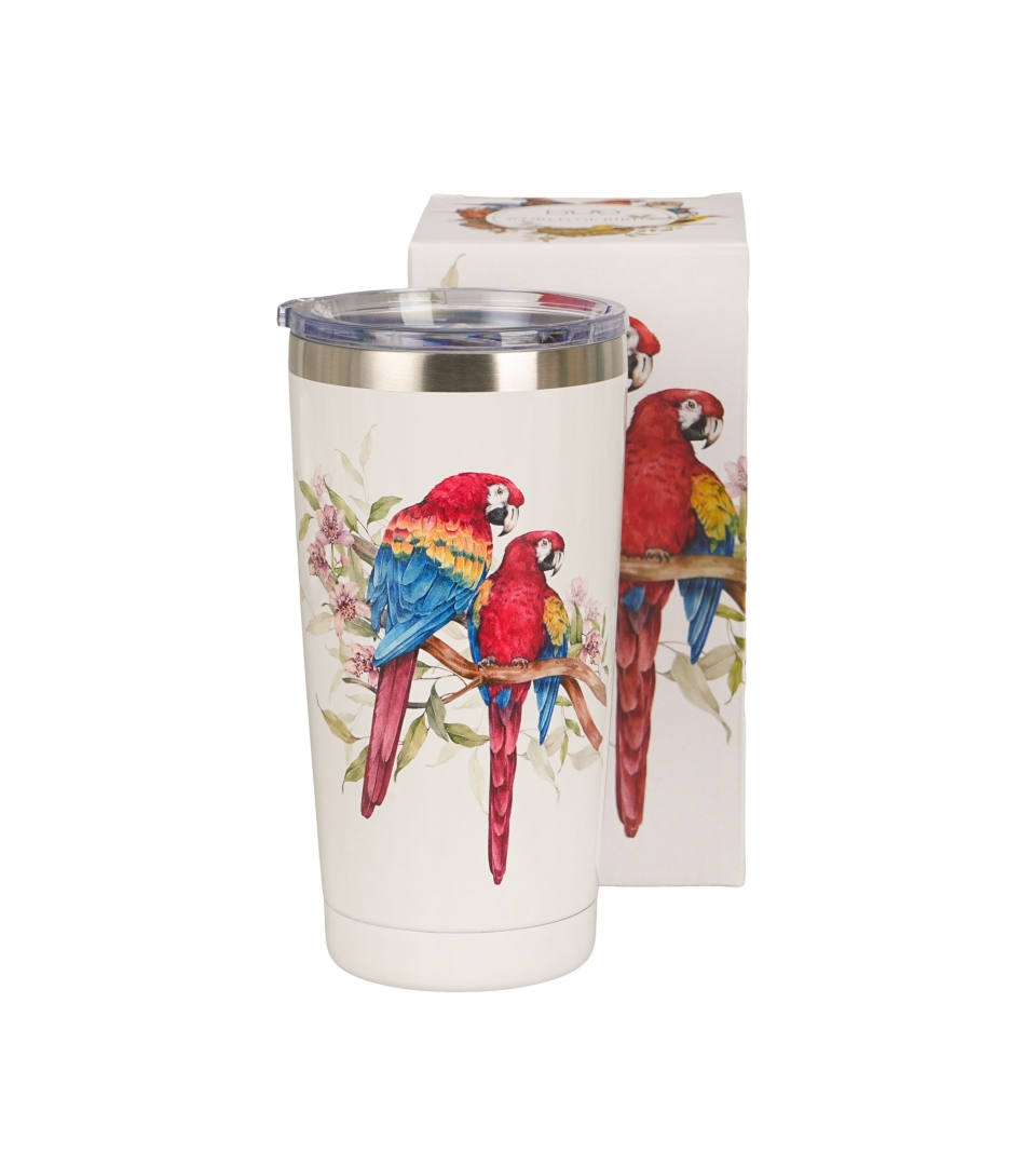 Einfacher Thermobecher Aus Stahl, 600 Ml, Motiv: Scharlachroter Ara