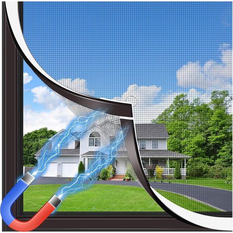 1 Fenster-moskitonetz 140 X 150 Cm, Fiberglas, Magnetisch Abnehmbarer Rahmen Ohne Bohren, Für Schiebefenster