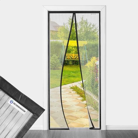 1 Magnetisches Moskitonetz 160 X 210, Schwarzer Vorhang, Polyesterfasern, Selbstschließend, Für Fenstertür