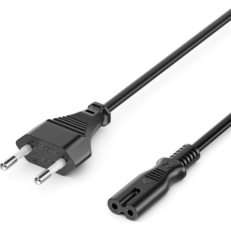 2 M Langes Netzkabel, Typ-c-eurostecker Auf C7-eurostecker – Stromkabel Für Blu-ray-tv, Haushaltsgeräte, Stromversorgung – Schwarz