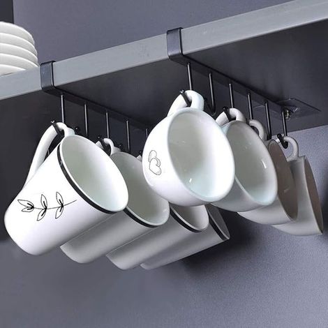 2er-set Schrankhaken, Schrankhaken, Gepäckträger, Multifunktionale Haken, Küchenwerkzeuge, Befestigungselemente, Gürtel, Schals, Hängeregale Ohne Bohren (schwarz)
