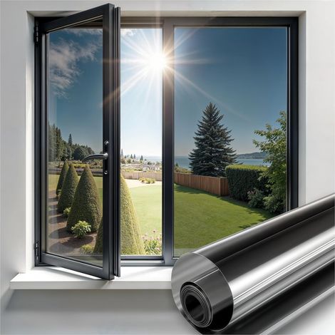 50 Cm X 8 M Blend- Und Hitzeschutz-fensterfolie, Hitzebeständiger, Uv-beständiger Fensterschutz, Nicht Klebend, Elektrostatisch Für Wohnungen Und Büros, Schwarz-silber