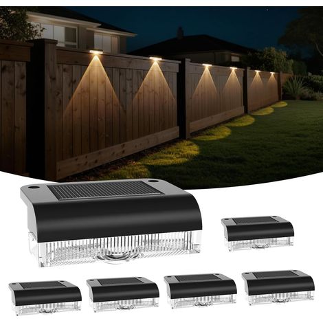 6er-pack Led-solar-wandleuchten Für Den Außenbereich, Solar-zaunleuchten Für Den Außenbereich, Solar-wandleuchte Für Treppen, Stufen, Zäune, Geländer, Hof, Terrasse, Lampen