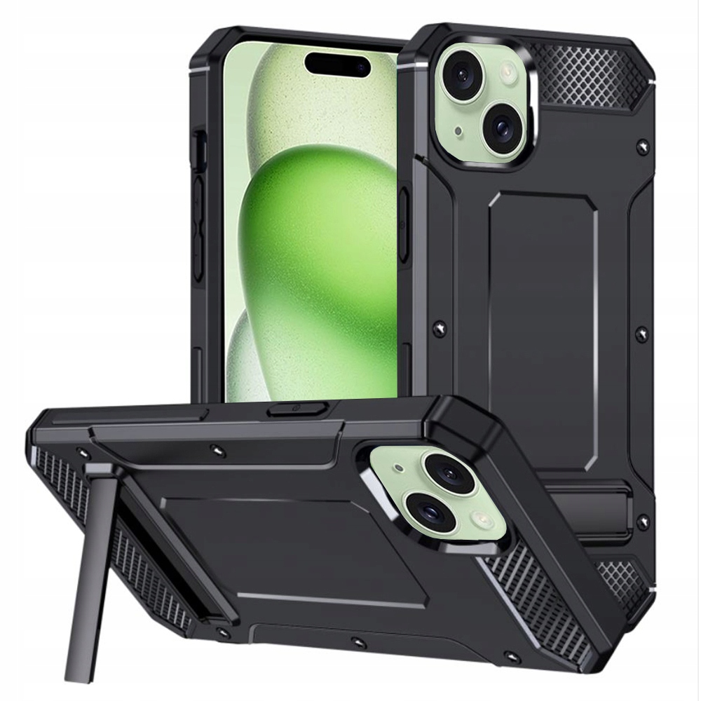 Gepanzerte Schutzhülle Für Apple Iphone 15, Schutzabdeckung, Verstärkte Rückseite, Schwarz