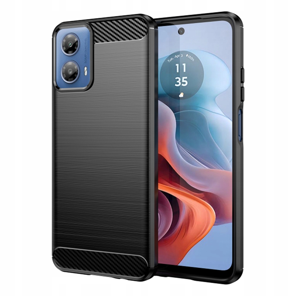 Techsuit Carbon Silikonhülle Für Motorola Moto G34, Schutzhülle, Verstärkte Rückseite