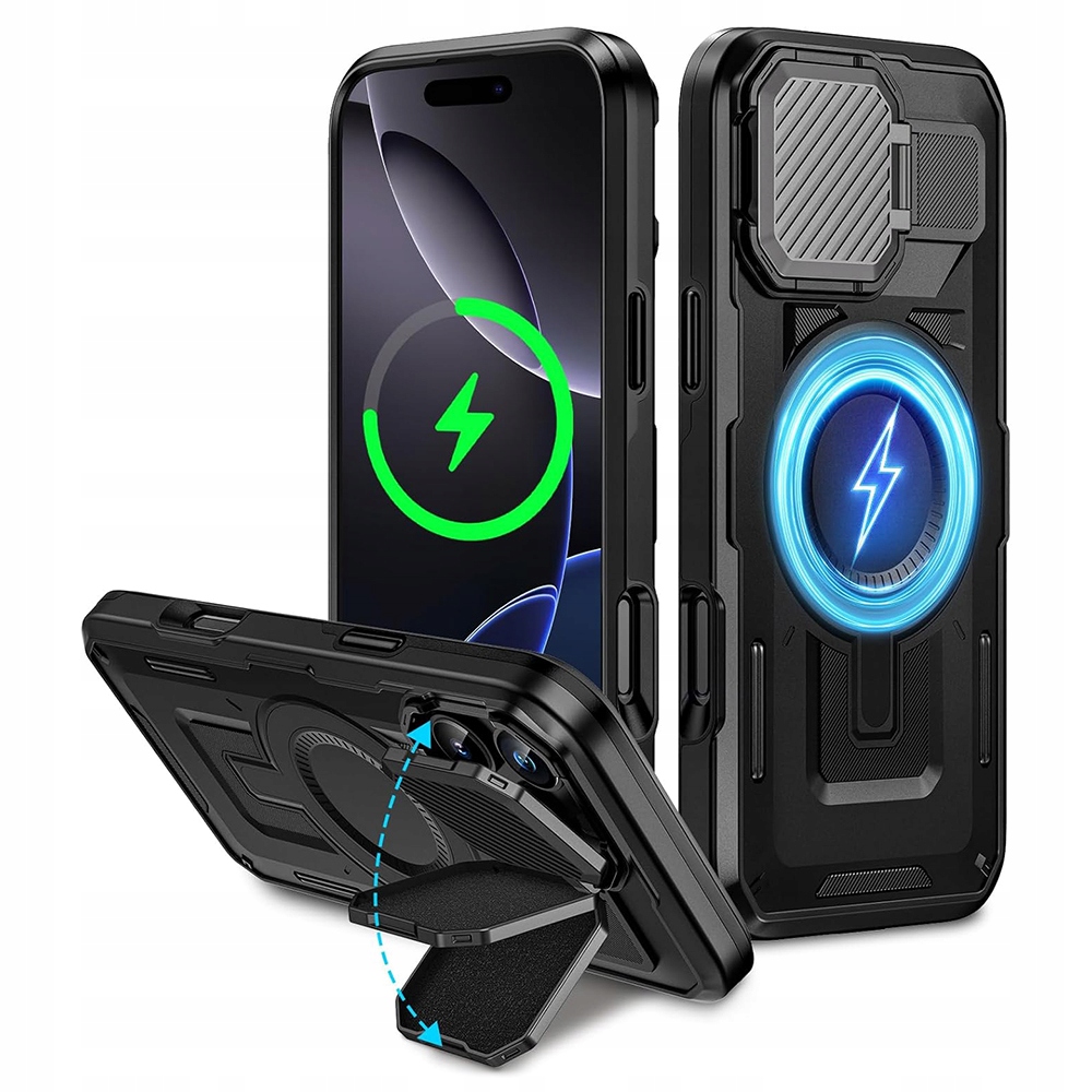 Hülle Für Iphone 16 Pro Max, Gepanzerte Rückseite, Magsafe, Ständer, Schutzhülle, Kamera
