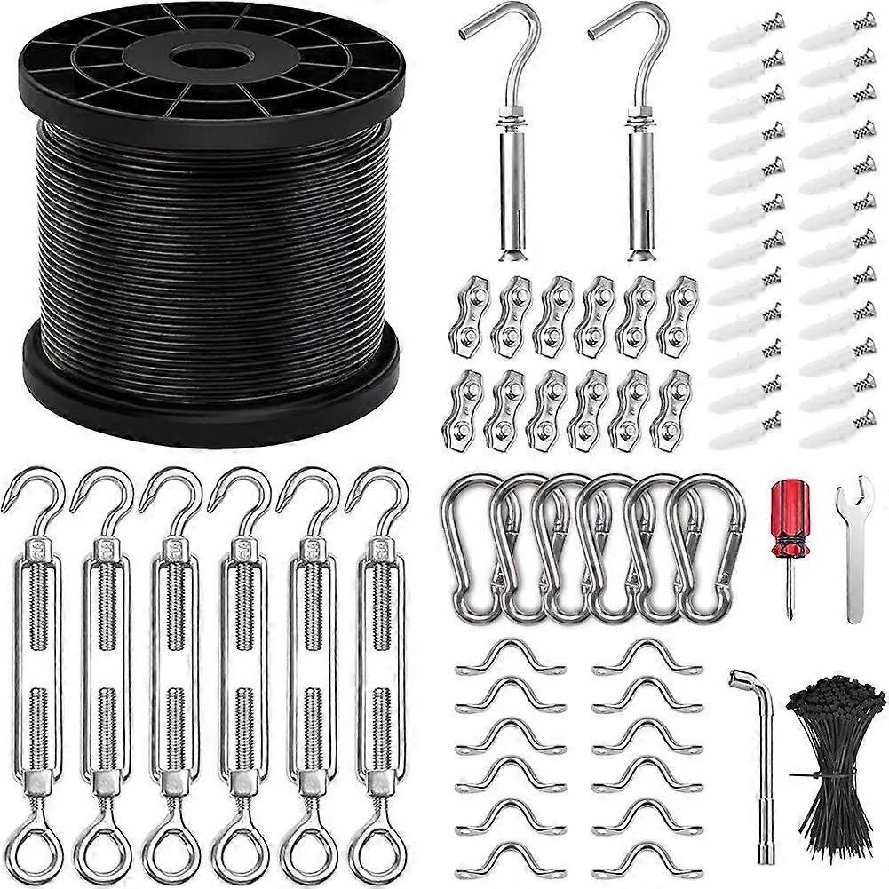 Kit De Suspension Pour Guirlande Lumineuse Avec 91 Mètres De Câble En Acier Inoxydable 304 Recouvert De Vinyle, Kit De Suspension Pour Guirlande Lumineuse À Boules