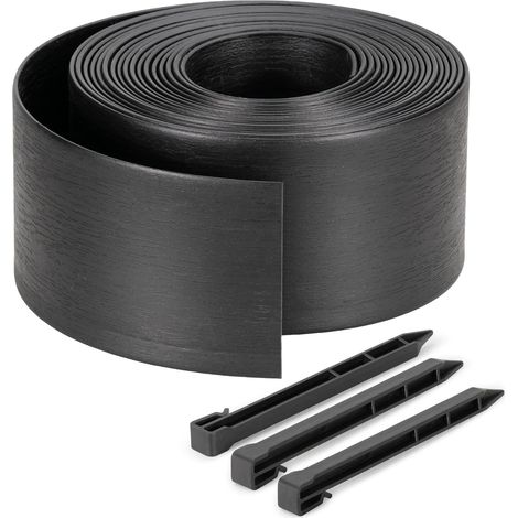 Flexible Garteneinfassung Aus Kunststoff, 10 Meter, Höhe 13 Cm – Mit 20 Ankerpfählen – Rasen, Einfahrt, Blumenbeetbegrenzung – Einfach Zu Installierende Außeneinfassung