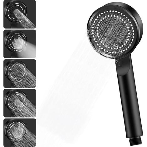 Hochdruck-duschkopf, Wassersparender Duschkopf, 5 Einstellbare Modi, Wirtschaftlicher Duschkopf, Badezimmer-dusche, Handbrause (schwarz)