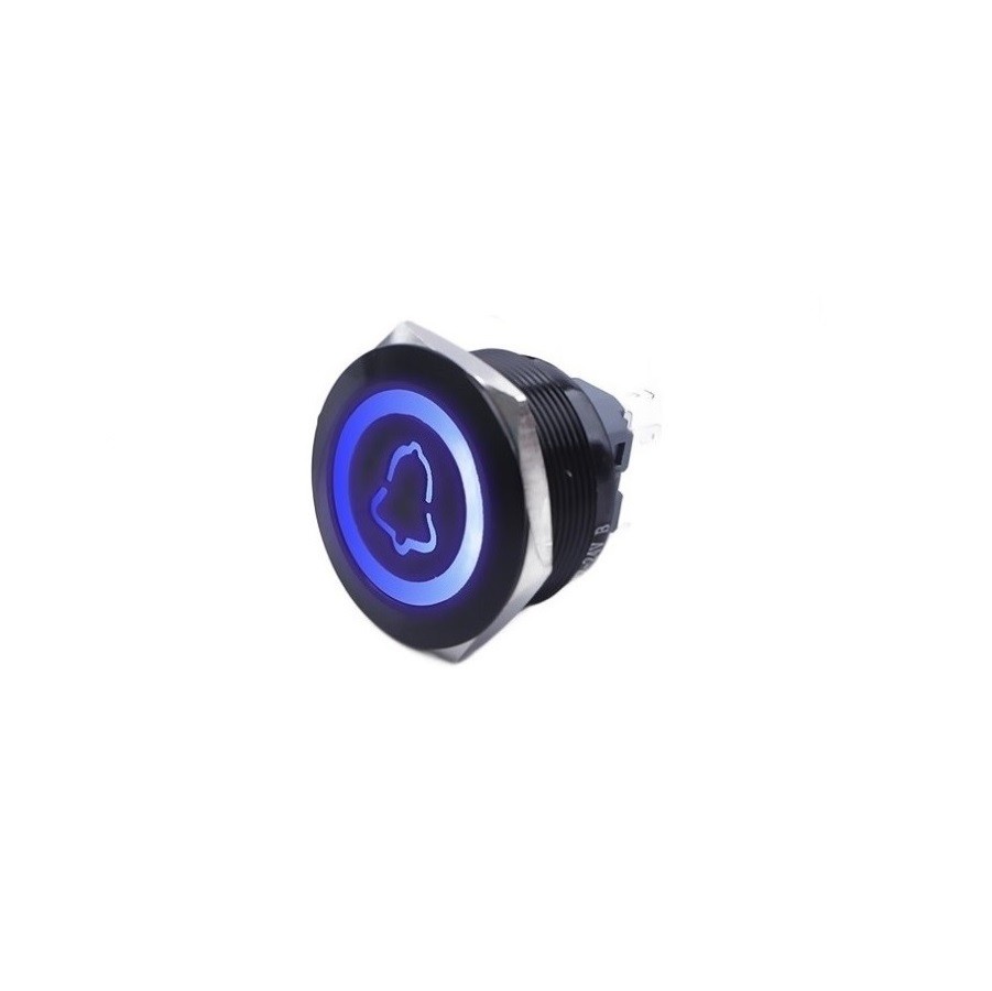 Klingelknopf 30x35mm Blaue Led Monostabil Schwarz Vandalensicher 250v 5a