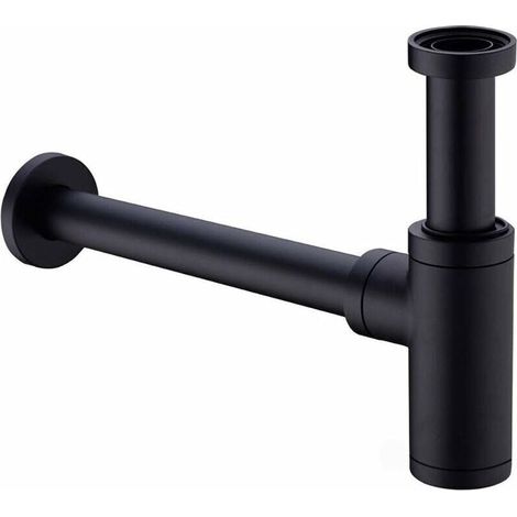 Messing-waschbeckensiphon, Universal-siphon Mit 200-mm-verlängerungsrohr, 1 1/4 X 32 Mm Verstellbarer Siphon, Geruchshemmend, Auslaufsicher, Mattschwarz Trimec