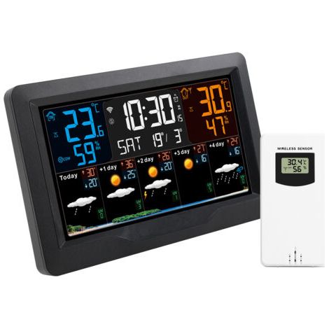 Sw403 D+4 Wetterstation Mit Wlan-verbindung Und Farbigem Bildschirm – Schwarz