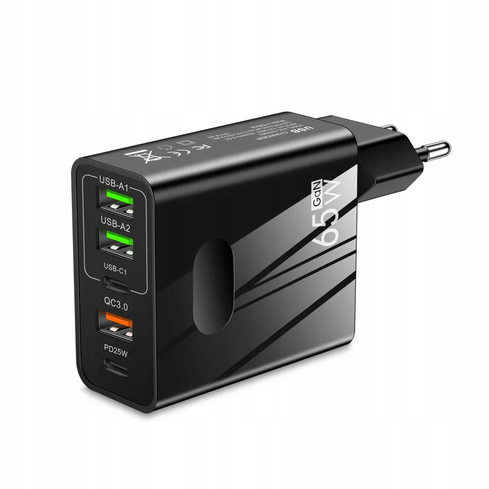 Pentaxpower (chc1) Wandladegerät, Gan, Schnellladung, Qc, 65 W, Schwarz