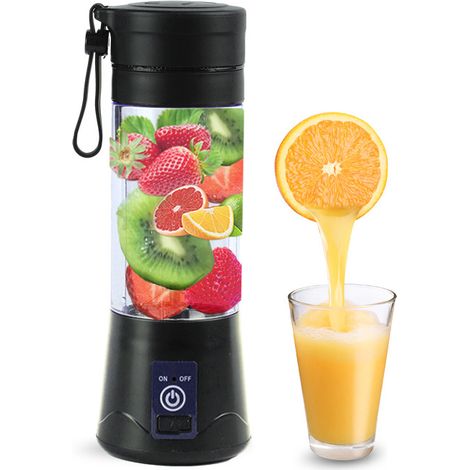 Tragbarer Smoothie-mixer, Persönlicher Mixer Mit 6 3d-klingen, Wiederaufladbarer Usb-entsafter, Für Zuhause, Büro, Outdoor, Schwarz