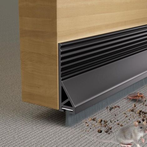 Türdichtung Mit Bürste Für Außen- Und Innentürschwellen, Schalldämmend, Winddicht Und Staubdicht (100 Cm, Schwarz)