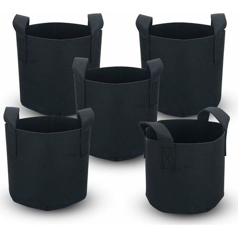 Ymyny 5er-pack Vlies-pflanzbeutel, 20 Liter – 5 Gallonen – 25 X 30 Cm – Mit Griffen – Für Garten, Gewächshaus Usw. – Pflanzbeutel