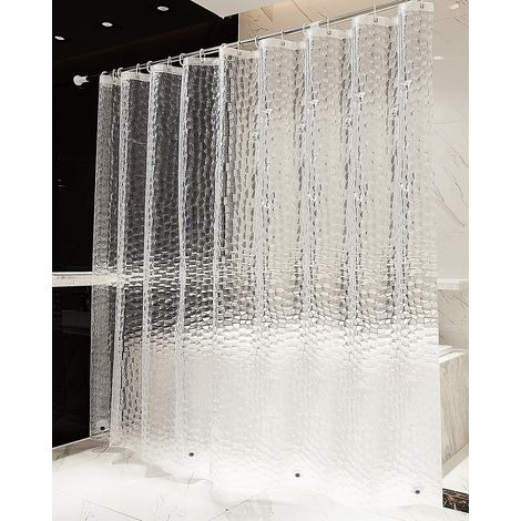 Otraki Anti-schimmel-duschvorhang, Halbtransparent, 240 X 200 Cm, Ultralang, 3d-gewichteter, Waschbarer Duschvorhang Mit 16 Duschvorhangringen