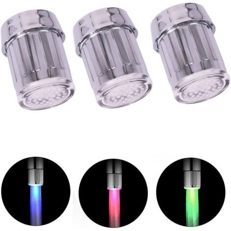 3er-pack Led-waschtischarmatur Mit Farbverlauf, Temperaturempfindlich, Farbwechselnder Wasserstrahl, Für Küche Und Badezimmer.