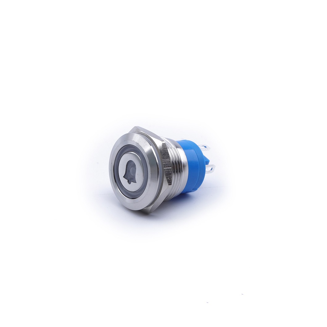 Klingelknopf 19x27mm Weiße Led Monostabil Silber Vandalensicher 250v 2a
