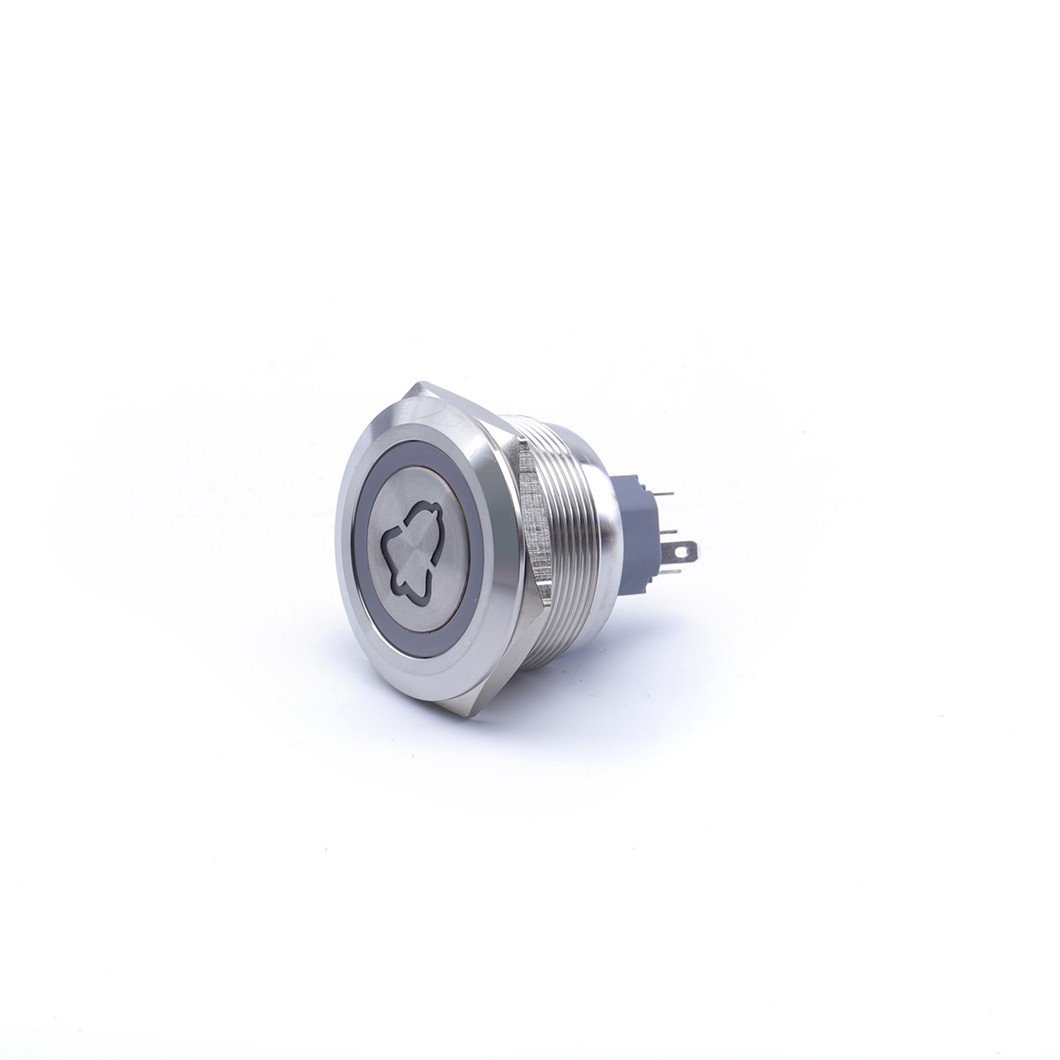 Klingelknopf 30x35mm Blaue Led Monostabil Silber Vandalensicher 250v 5a