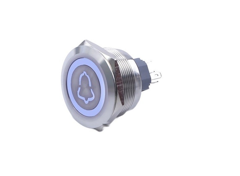 Klingelknopf 30x35mm Weiße Led Monostabil Silber Vandalensicher 250v 5a