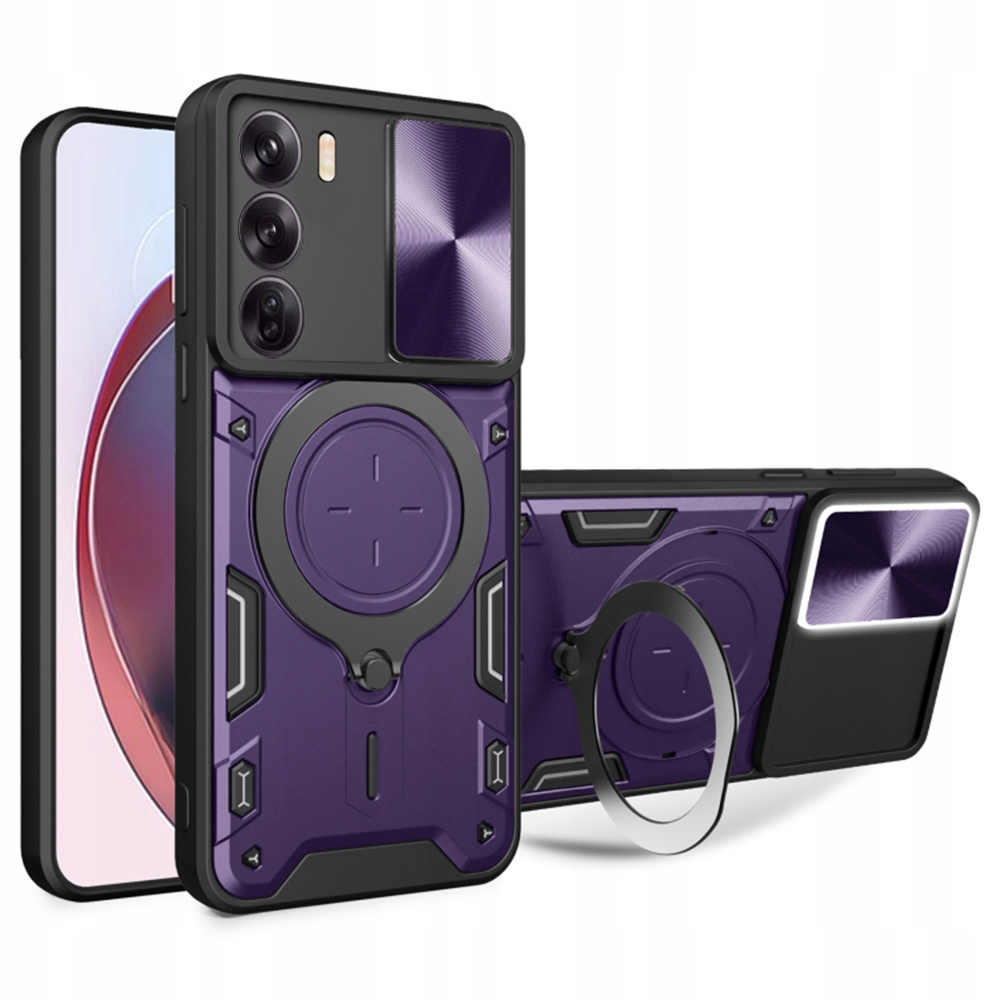 Schutzhülle Für Oppo Reno12, Camguard Pro, Magnetische Rückseite, Abdeckung – Lila