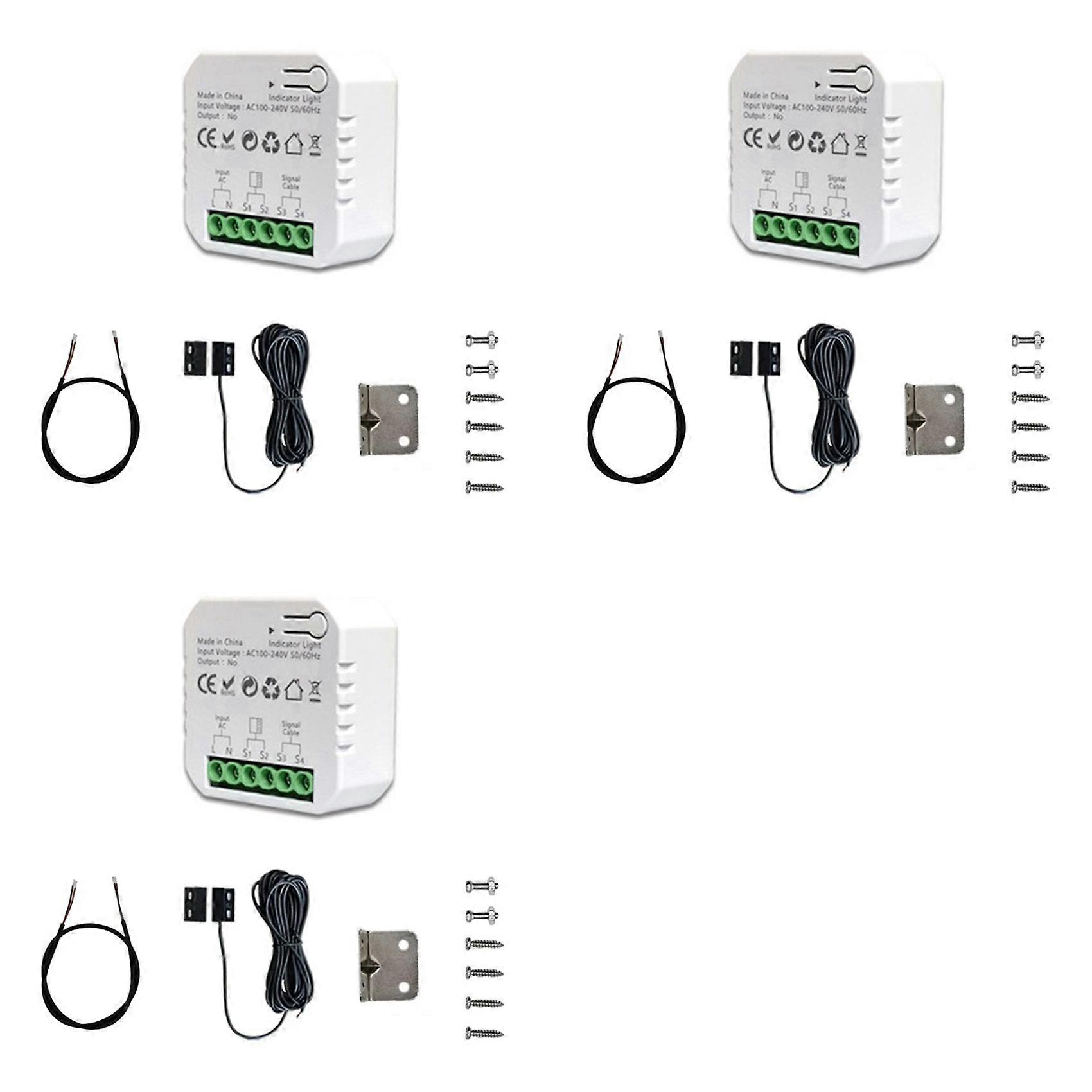 3 Contrôleurs De Garage Wlan Tuya Smart Life Avec Capteur, Connexion Par Application, Compatibles Avec Alexa Et Google Home, Prise Eu