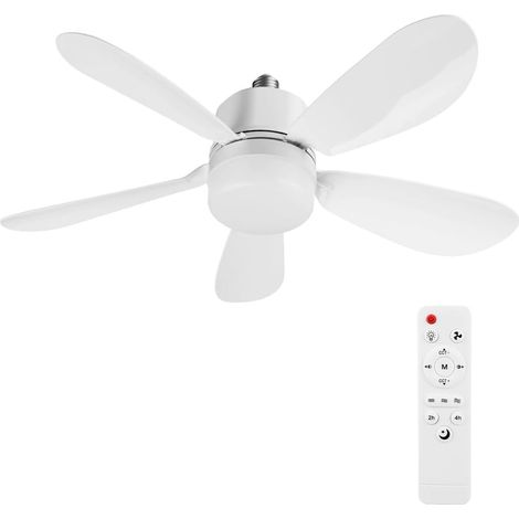 Deckenventilator Mit Licht Und Fernbedienung, E27/e26 Led-ventilatorlampe, Dimmbare Timing-deckenleuchte, 5 Flügel, Leise, 3 Geschwindigkeiten, Für Wohnzimmer, Büro, Wohnheim, Schlafzimmer (weiß 40 W