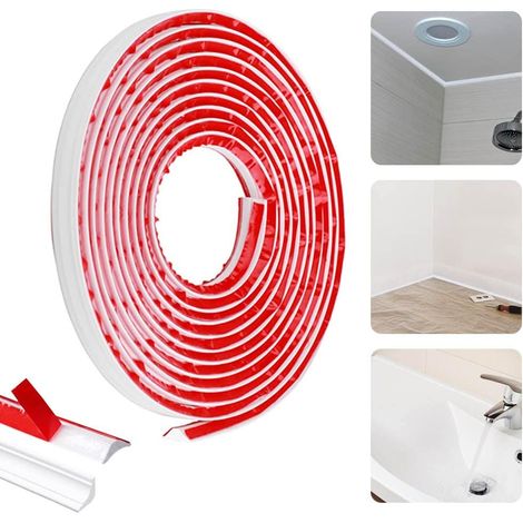 Flexible Selbstklebende Leiste 5 M – Wasserdichtes, Weißes, Viertelrundes Pvc – Kunststoff-klebeleiste Für Wandverbindungen