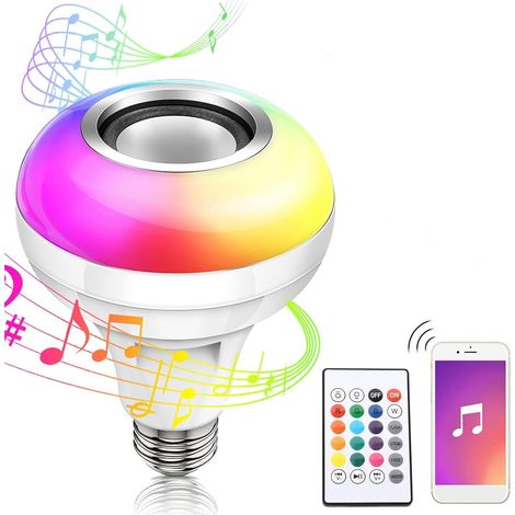 Intelligente Led-rgb-bluetooth-lautsprecherlampe – E26/e27 12 W Wiederaufladbares Mehrfarbiges Audiolicht Mit Fernbedienung