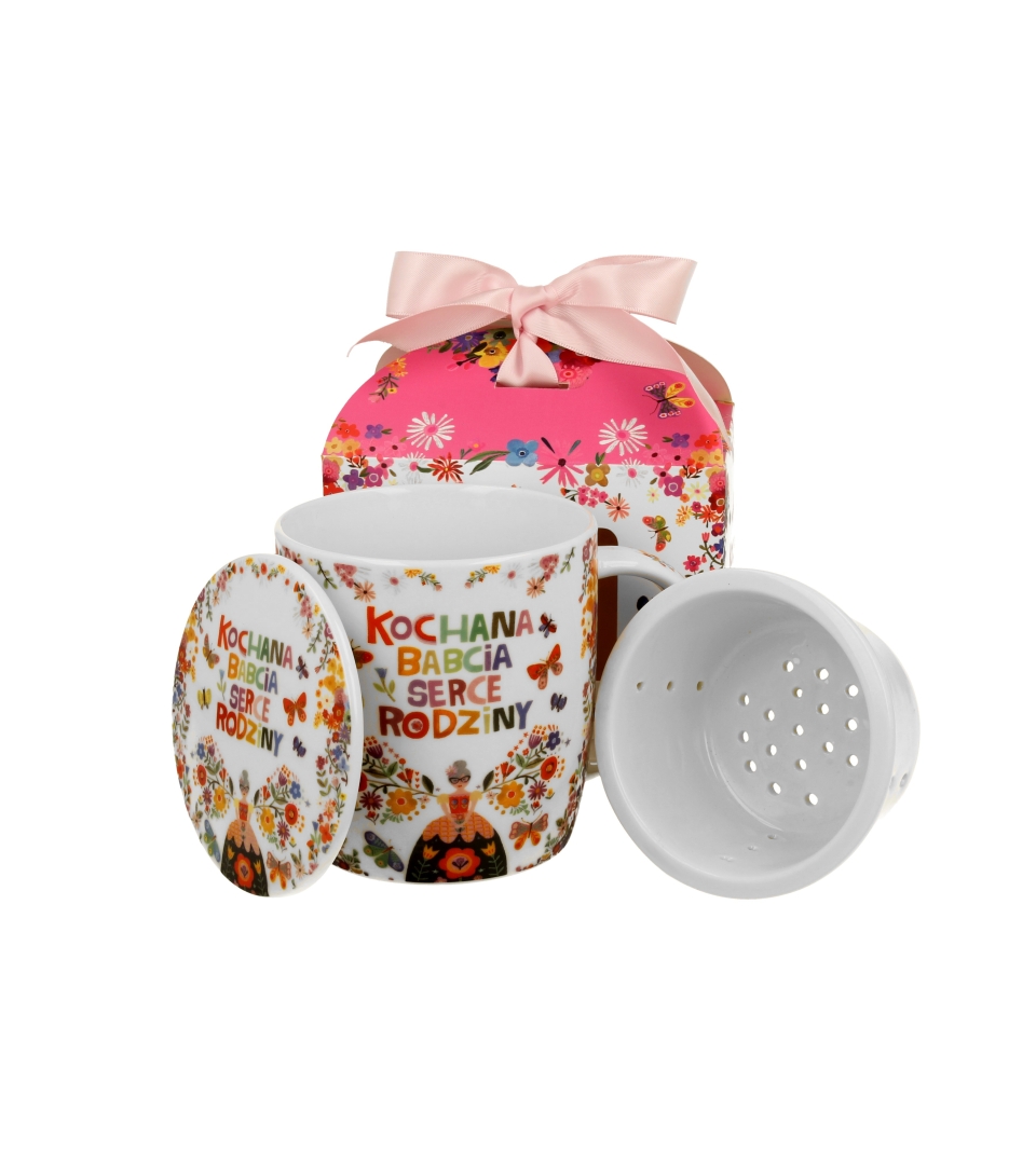 Tasse Mit Teesieb Und Deckel, 400 Ml, Liebe Oma, Geschenk Zum Oma-tag