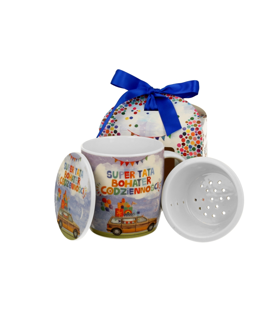Becher Mit Teesieb Und Deckel, 400 Ml – Super-papa-geschenk Für Papa